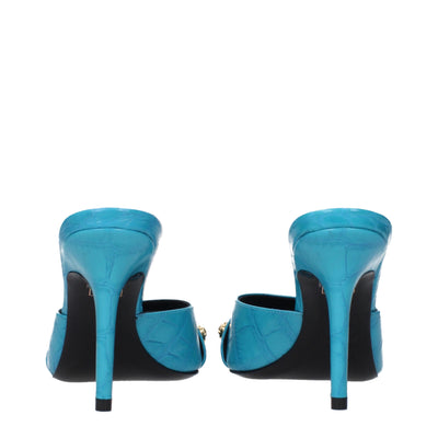 Sandales à talons aiguilles en cuir bleu clair Versace