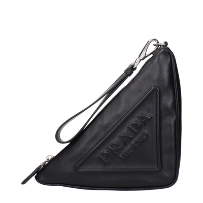 Pochettes Prada en cuir noir