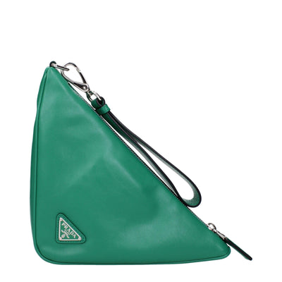 Pochettes en cuir vert Prada
