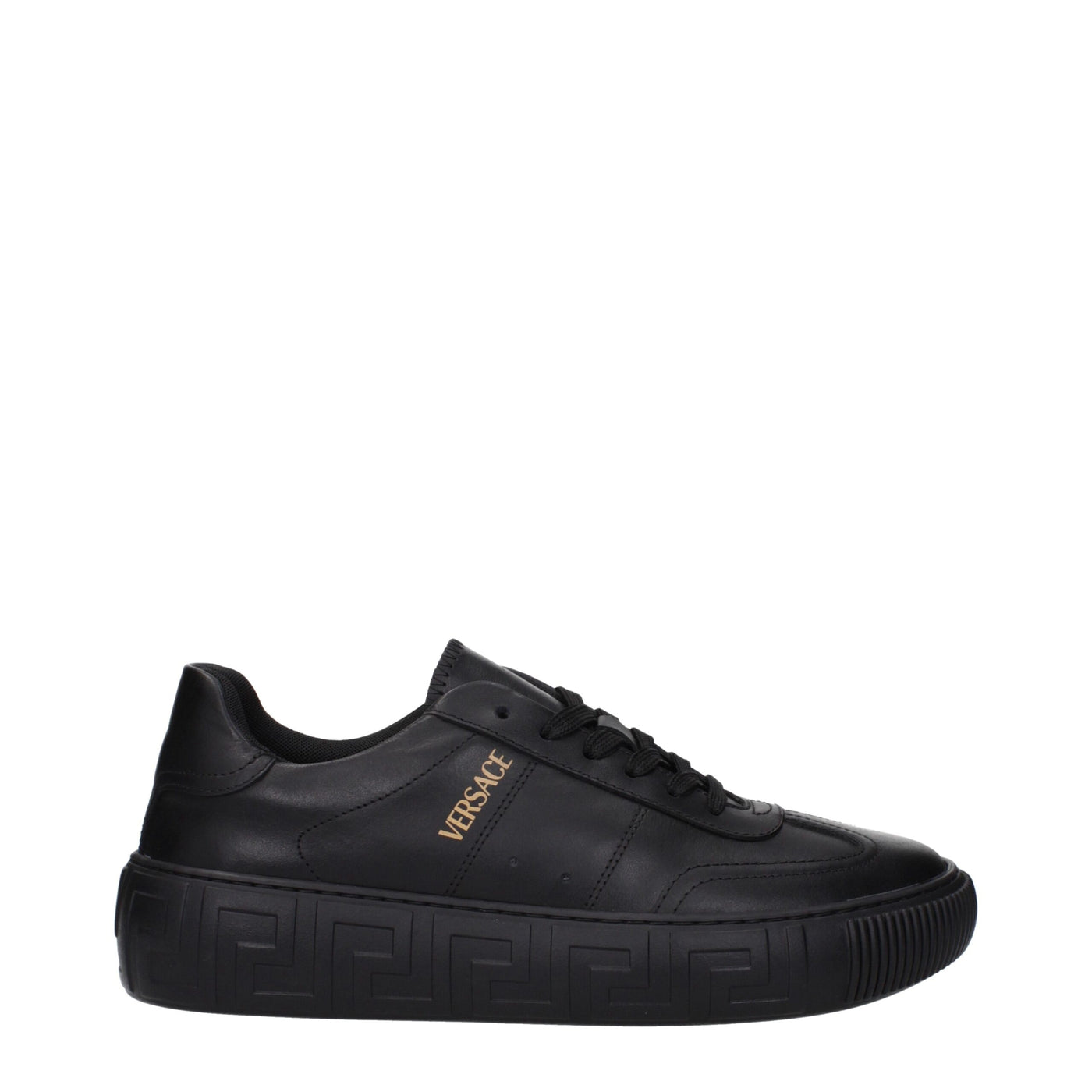 Versace Zwarte Leren Lage Schoenen