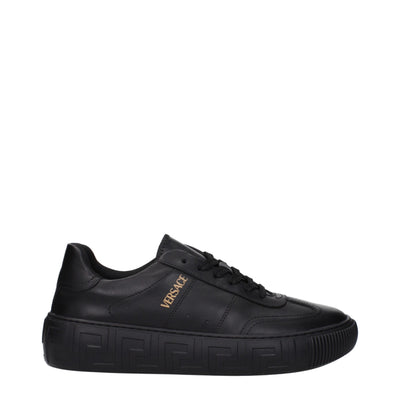 Versace Zwarte Leren Lage Schoenen