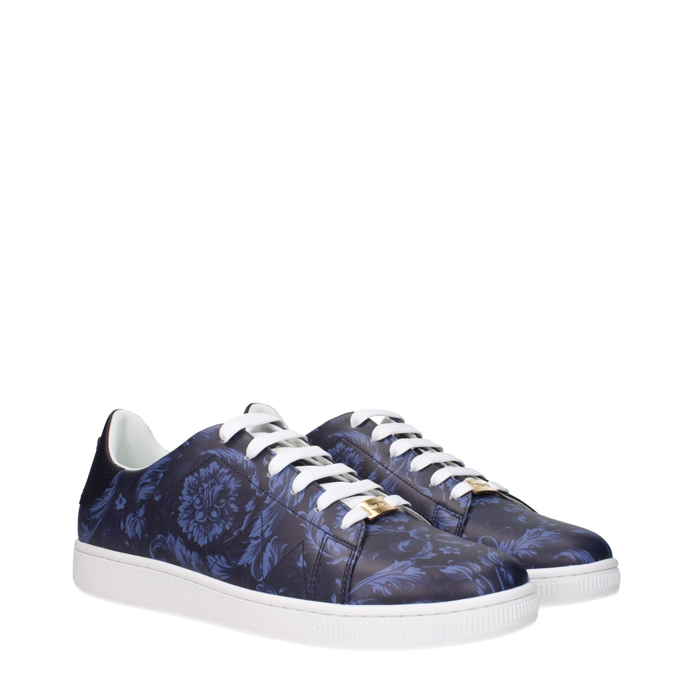 Versace Blauwe Leren Lage Schoenen