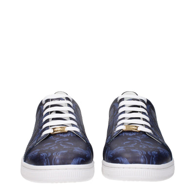 Versace Blauwe Leren Lage Schoenen