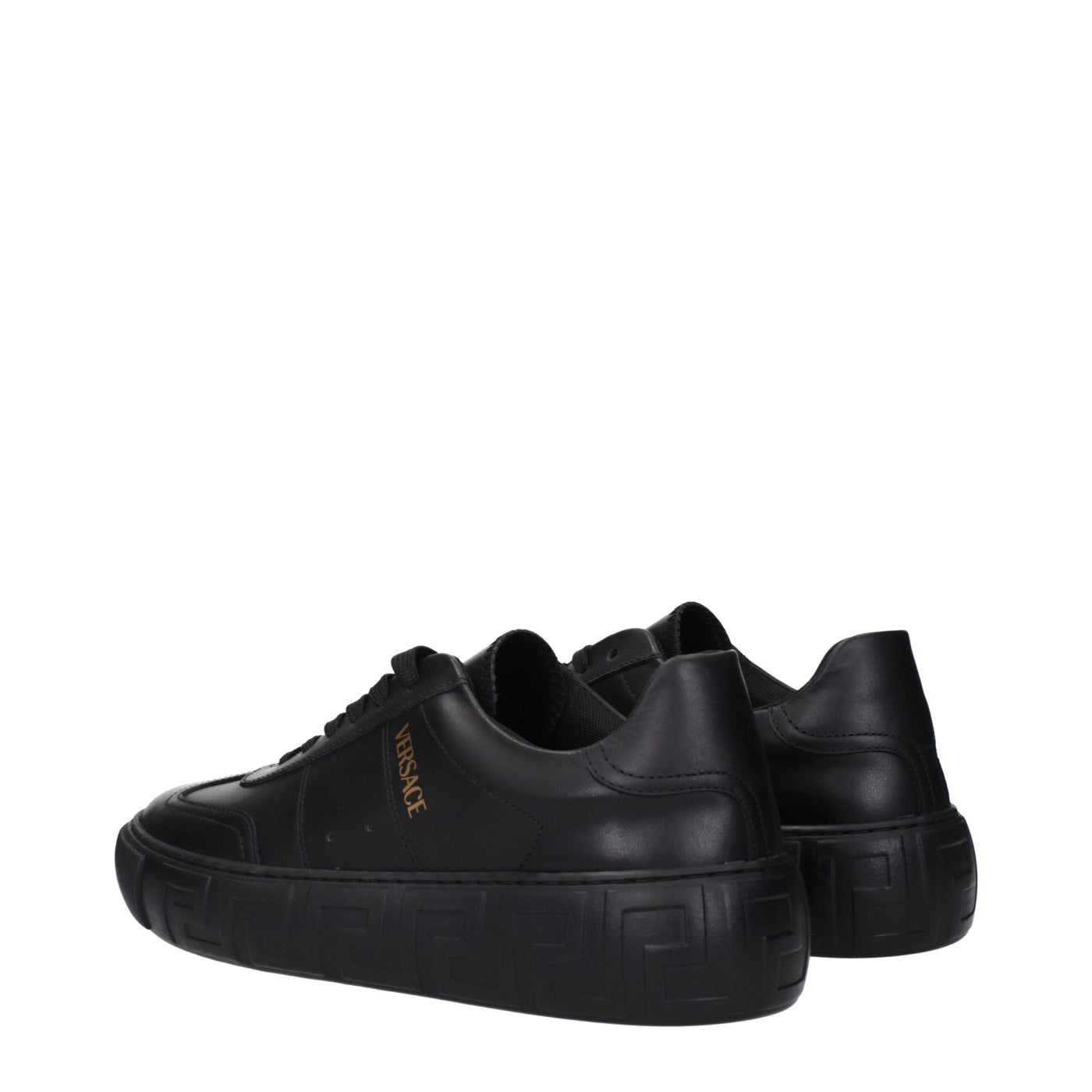 Versace Zwarte Leren Lage Schoenen