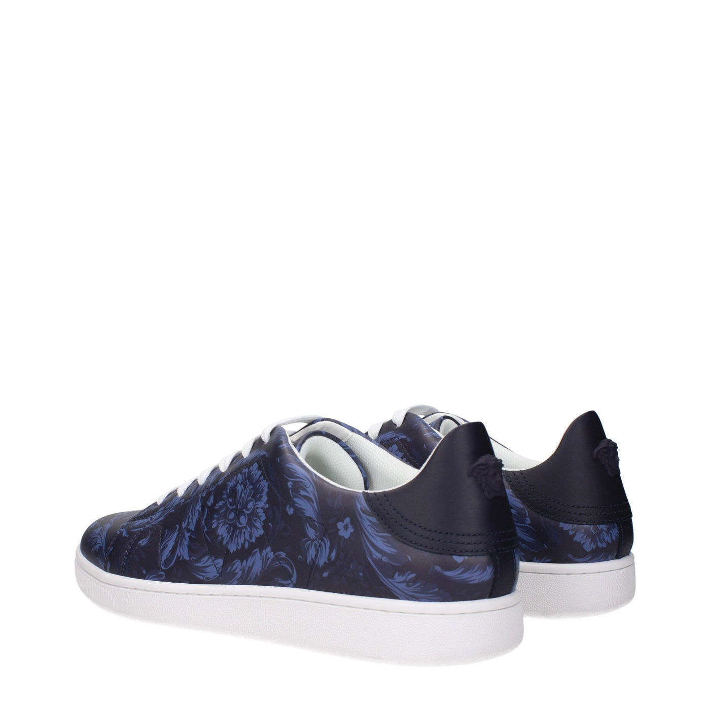 Versace Blauwe Leren Lage Schoenen