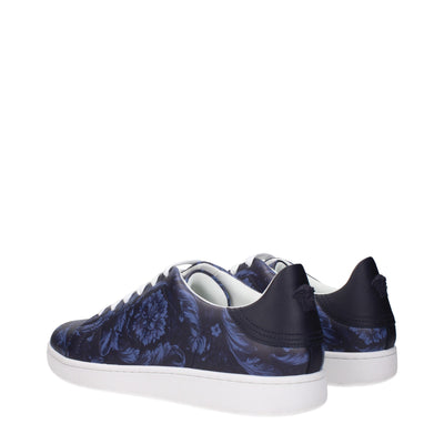 Versace Blauwe Leren Lage Schoenen