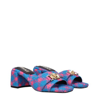Versace blauwe stoffen platforms
