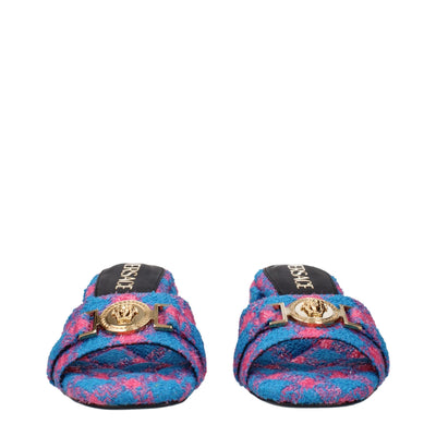 Versace blauwe stoffen platforms