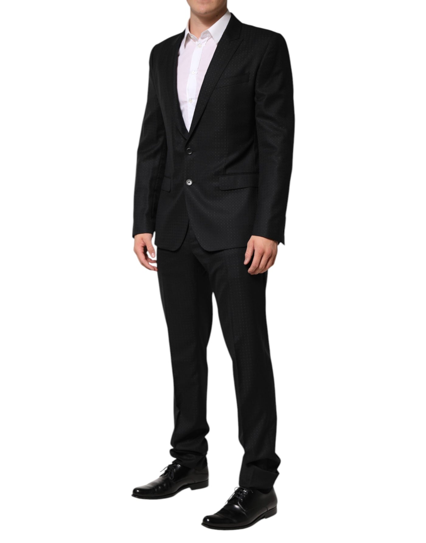 Costume 2 pièces simple boutonnage en jacquard noir Dolce &amp; Gabbana