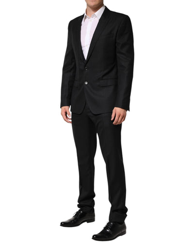 Costume 2 pièces simple boutonnage en jacquard noir Dolce &amp; Gabbana