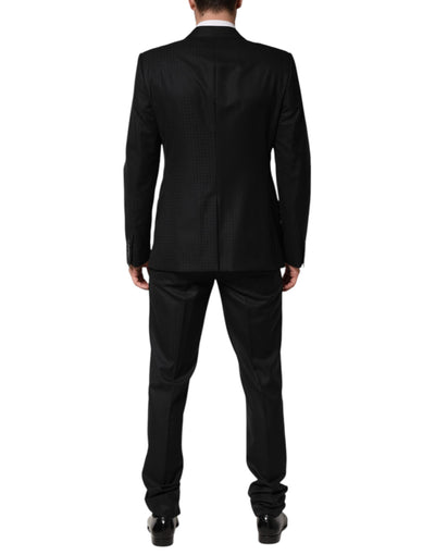 Costume 2 pièces simple boutonnage en jacquard noir Dolce &amp; Gabbana