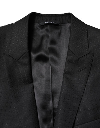 Costume 2 pièces simple boutonnage en jacquard noir Dolce &amp; Gabbana