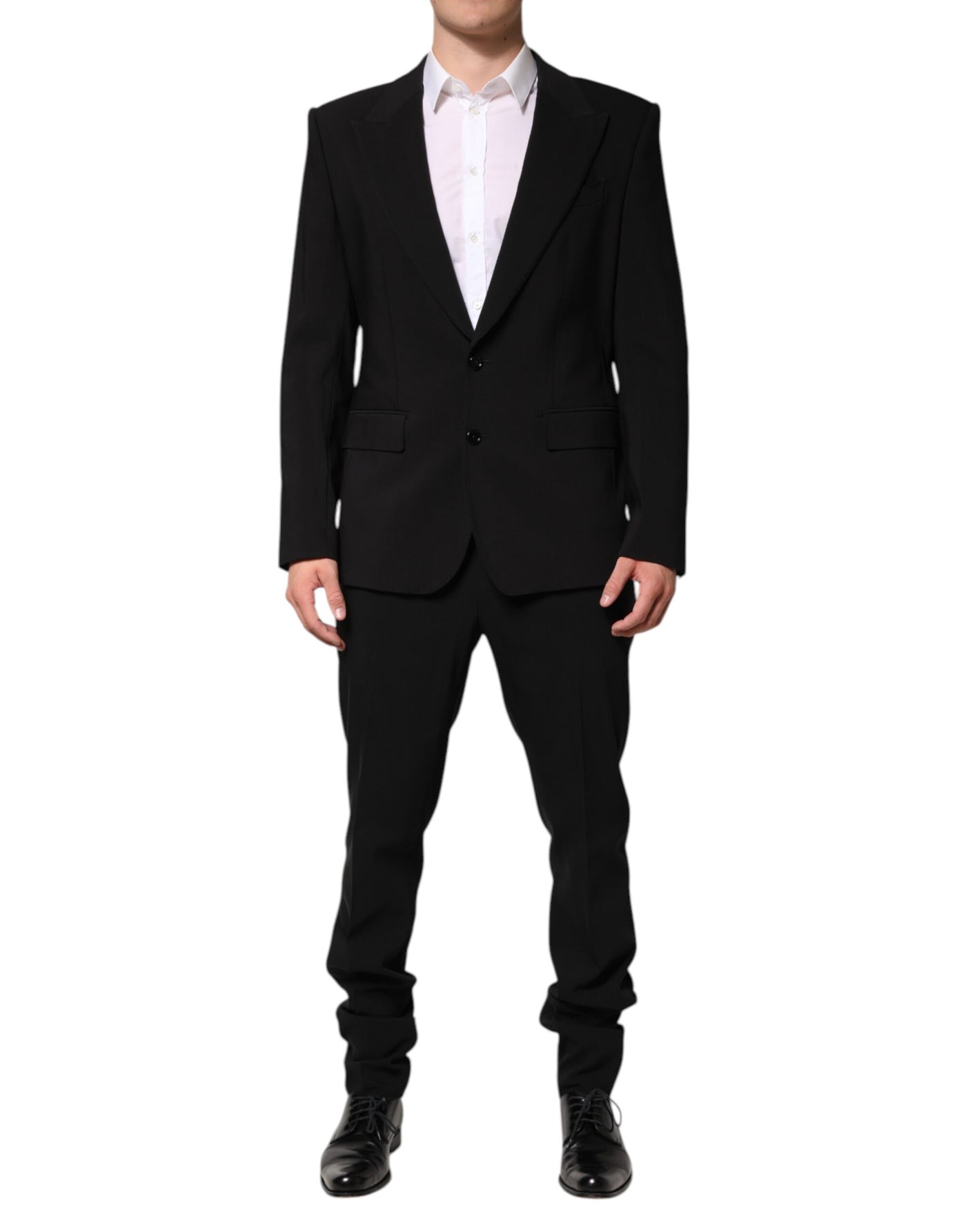 Costume 2 pièces simple boutonnage en coton noir Dolce &amp; Gabbana