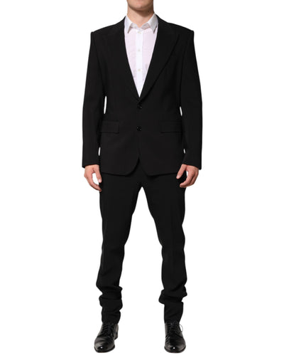 Costume 2 pièces simple boutonnage en coton noir Dolce &amp; Gabbana