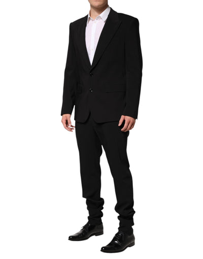 Costume 2 pièces simple boutonnage en coton noir Dolce &amp; Gabbana