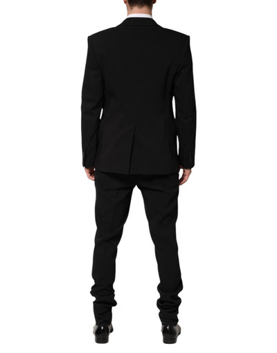Costume 2 pièces simple boutonnage en coton noir Dolce &amp; Gabbana