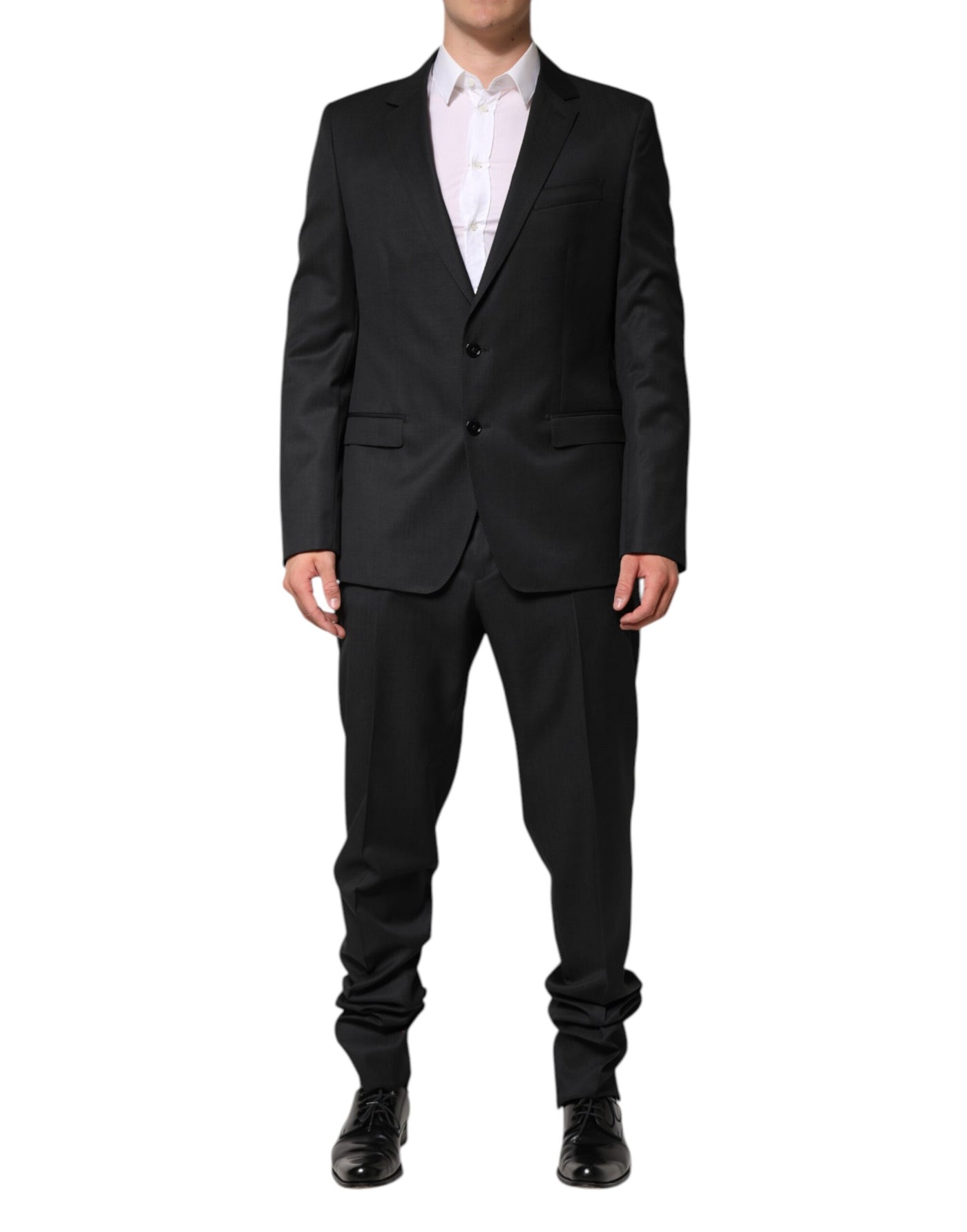 Costume 2 pièces simple boutonnage en laine gris foncé Dolce &amp; Gabbana