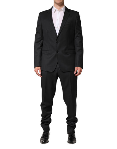 Costume 2 pièces simple boutonnage en laine gris foncé Dolce &amp; Gabbana