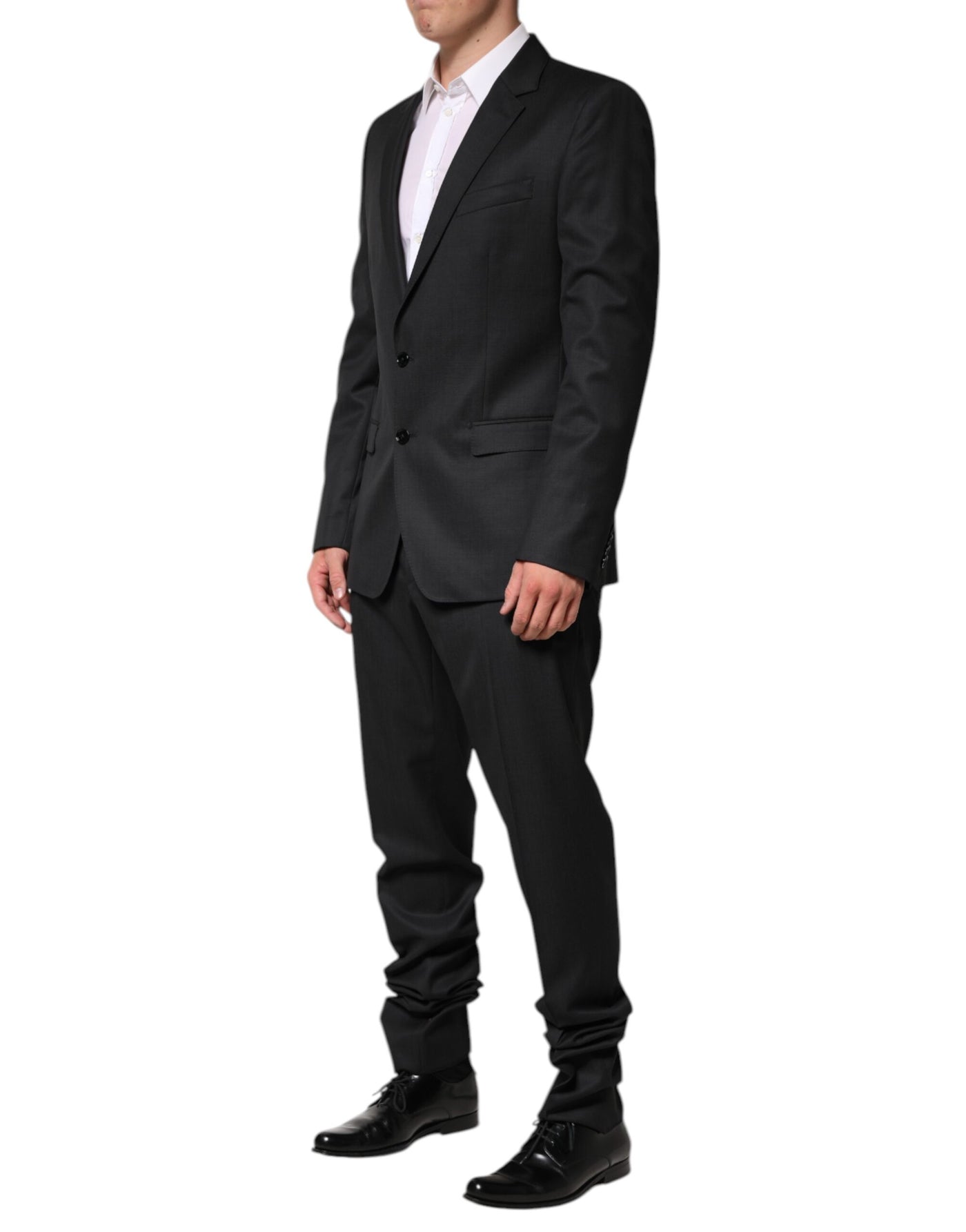 Costume 2 pièces simple boutonnage en laine gris foncé Dolce &amp; Gabbana