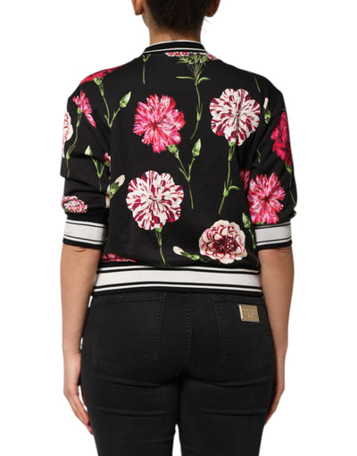 Dolce &amp; Gabbana Zwarte katoenen top met bloemenprint en korte mouwen