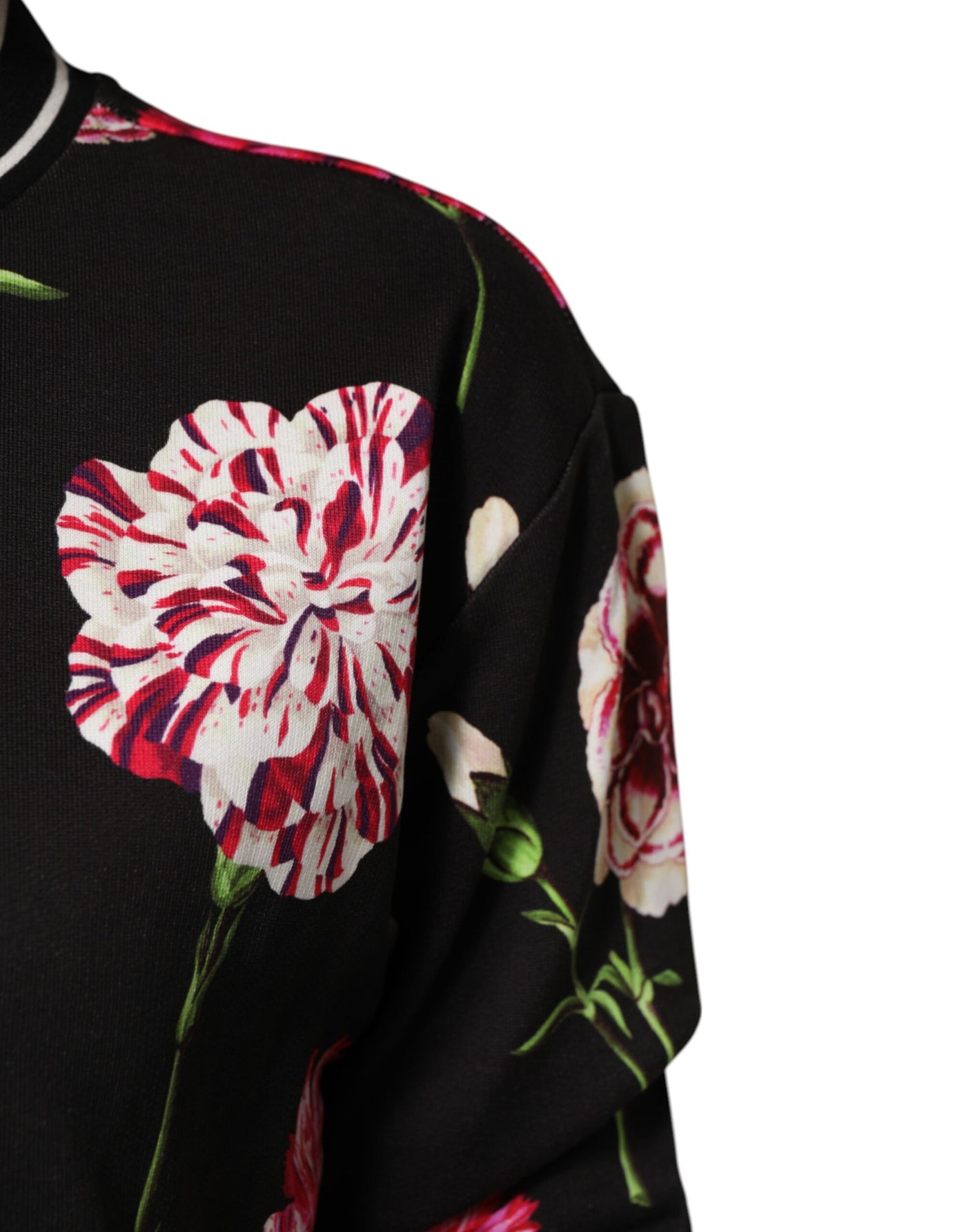 Dolce &amp; Gabbana Zwarte katoenen top met bloemenprint en korte mouwen