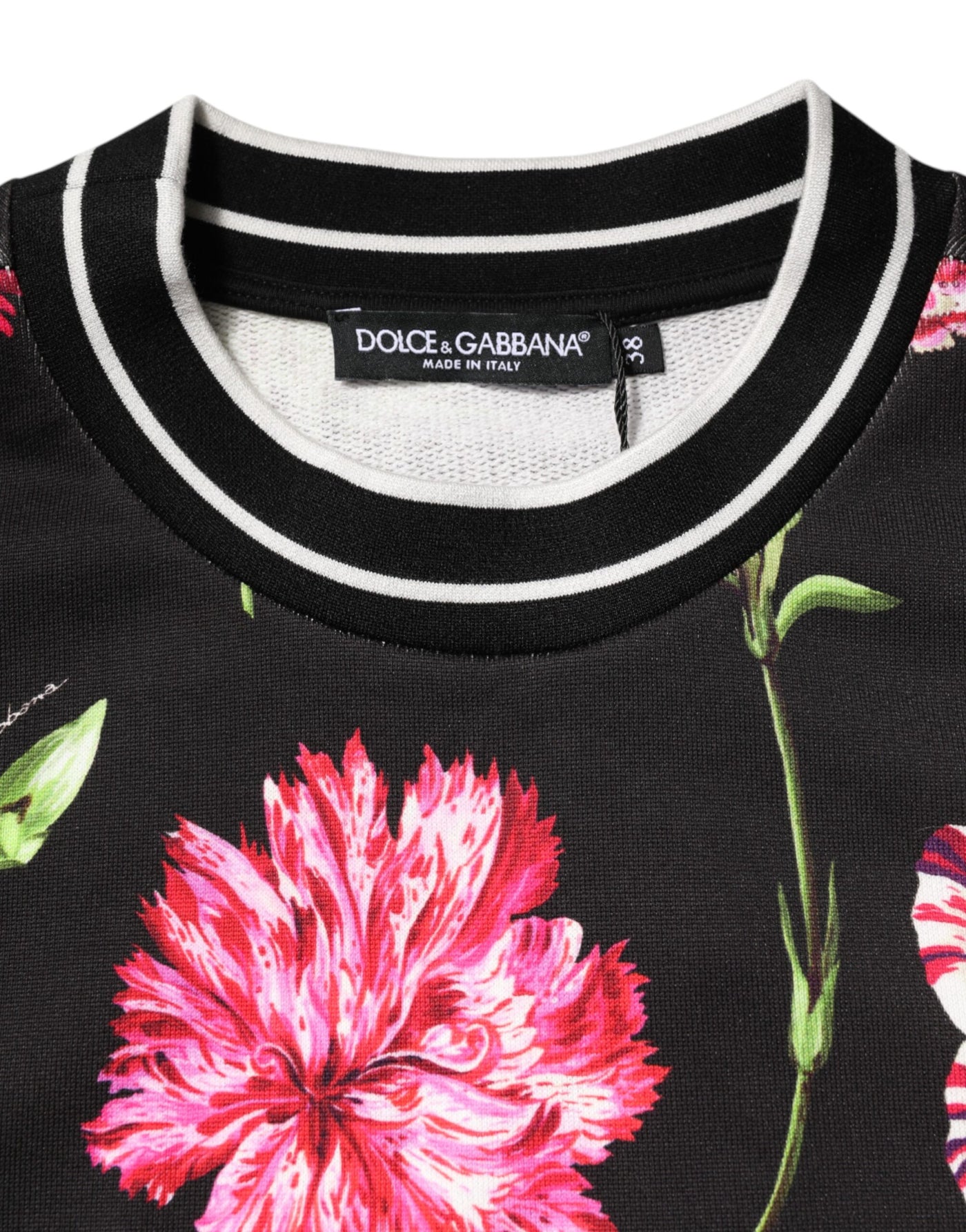 Dolce &amp; Gabbana Zwarte katoenen top met bloemenprint en korte mouwen
