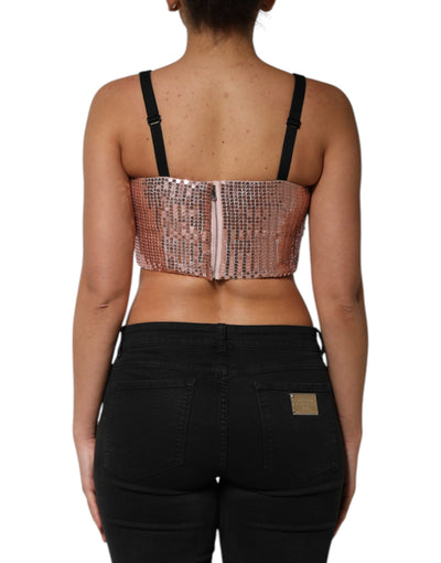 Dolce &amp; Gabbana roze gepaspelde nylon mouwloze crop top