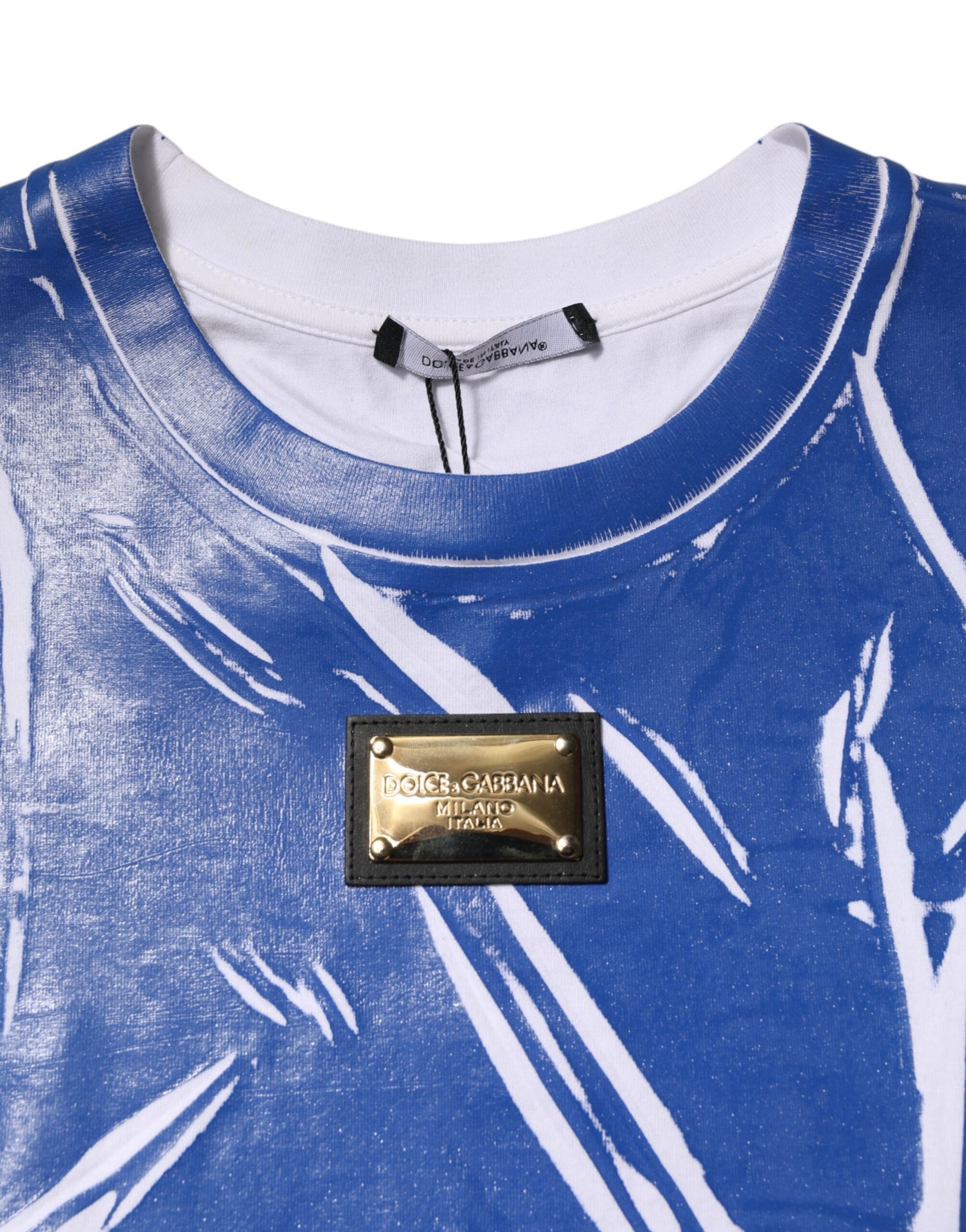 Débardeur Dolce &amp; Gabbana en coton bleu et blanc avec plaque logo pour femme