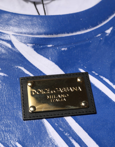 Débardeur Dolce &amp; Gabbana en coton bleu et blanc avec plaque logo pour femme