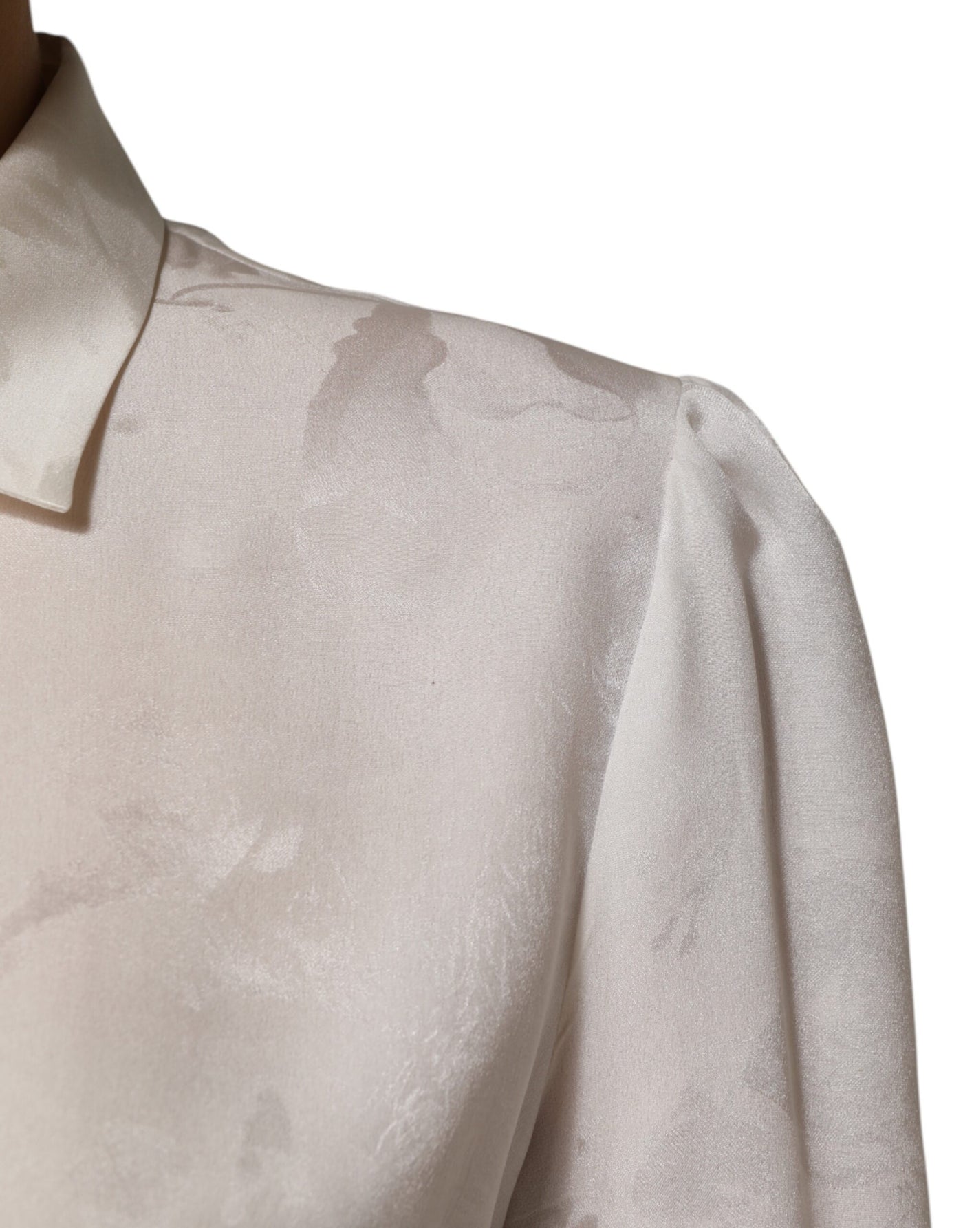 Dolce &amp; Gabbana Witte Zijden Top met Lange Mouwen en Kraag