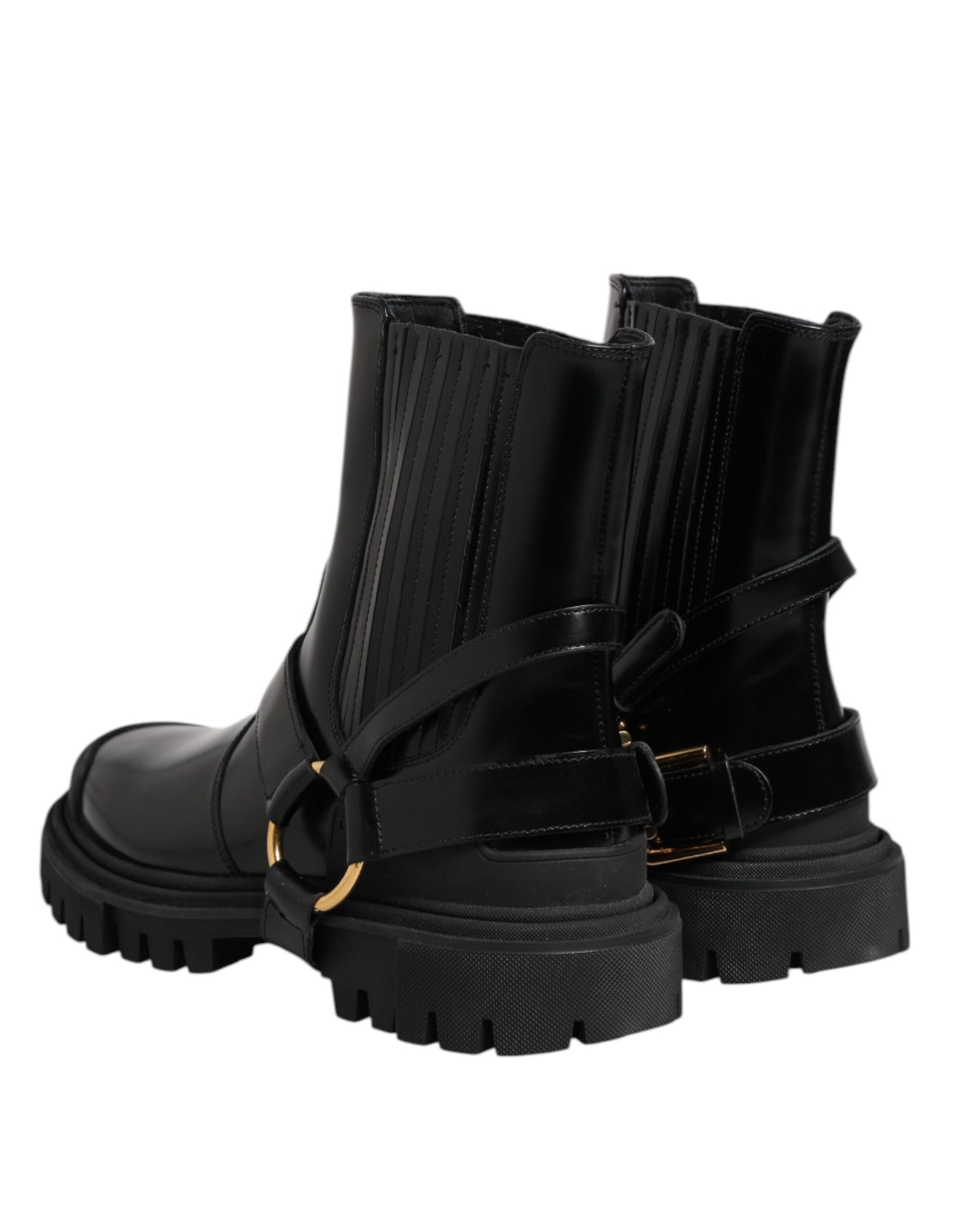 Dolce & Gabbana Black Leather Chelsea Men Short Boots Shoes
