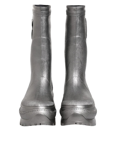 Dolce &amp; Gabbana Metallic Silver Pull On Regenlaarzen