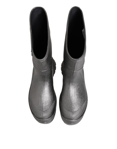 Dolce &amp; Gabbana Metallic Silver Pull On Regenlaarzen