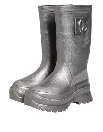Dolce &amp; Gabbana Metallic Silver Pull On Regenlaarzen