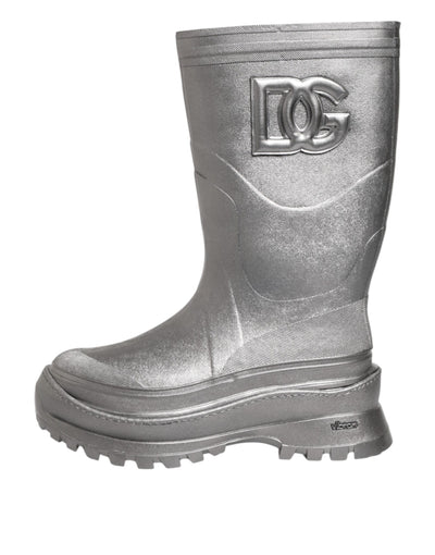Dolce &amp; Gabbana Metallic Silver Pull On Regenlaarzen