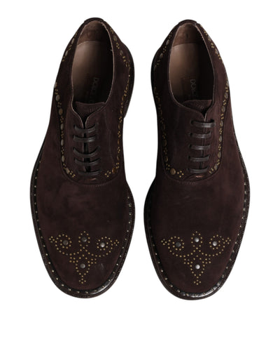 Dolce &amp; Gabbana Bruine Fluwelen Veterschoenen Oxford