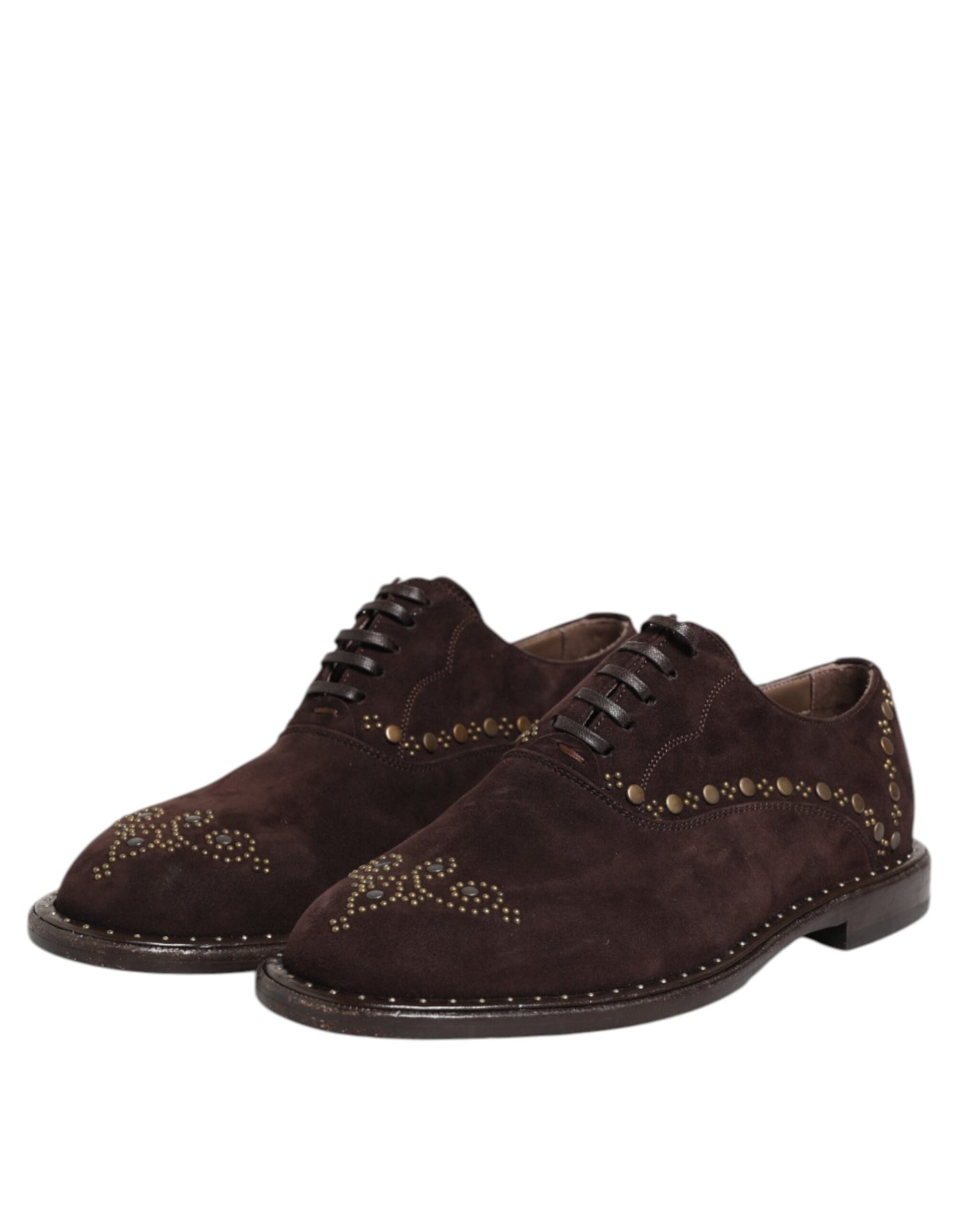 Dolce &amp; Gabbana Bruine Fluwelen Veterschoenen Oxford