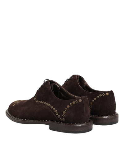 Dolce &amp; Gabbana Bruine Fluwelen Veterschoenen Oxford