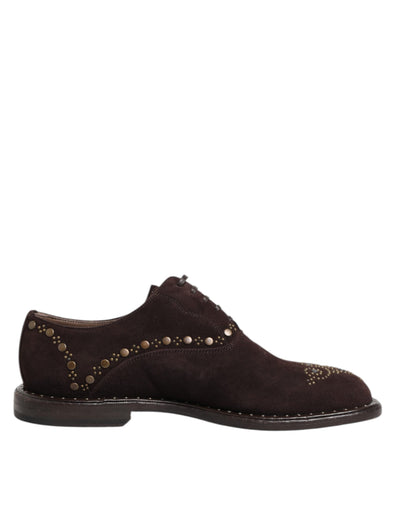 Dolce &amp; Gabbana Bruine Fluwelen Veterschoenen Oxford