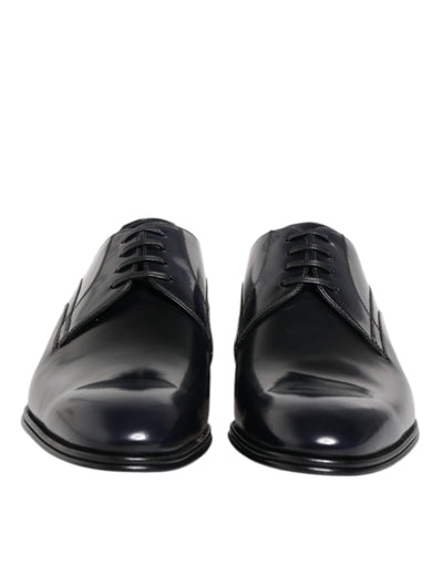 Dolce &amp; Gabbana marineblauwe leren veterschoenen met vetersluiting