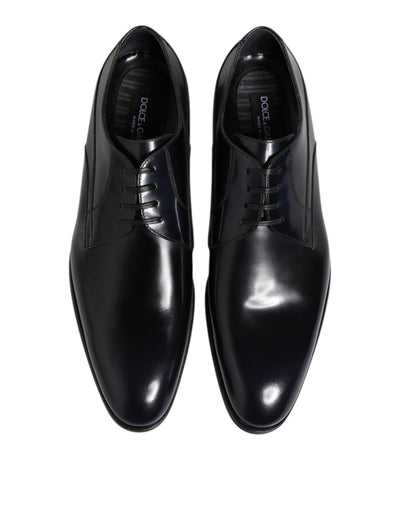 Dolce &amp; Gabbana marineblauwe leren veterschoenen met vetersluiting