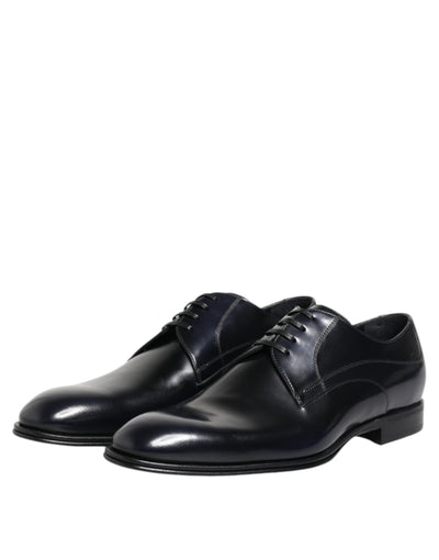 Dolce &amp; Gabbana marineblauwe leren veterschoenen met vetersluiting