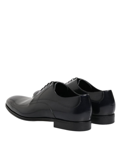 Dolce &amp; Gabbana marineblauwe leren veterschoenen met vetersluiting