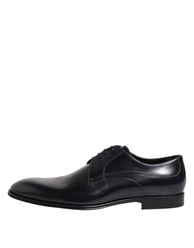 Dolce &amp; Gabbana marineblauwe leren veterschoenen met vetersluiting
