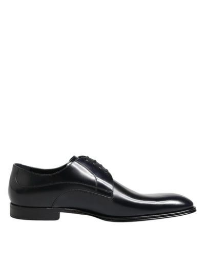 Dolce &amp; Gabbana marineblauwe leren veterschoenen met vetersluiting