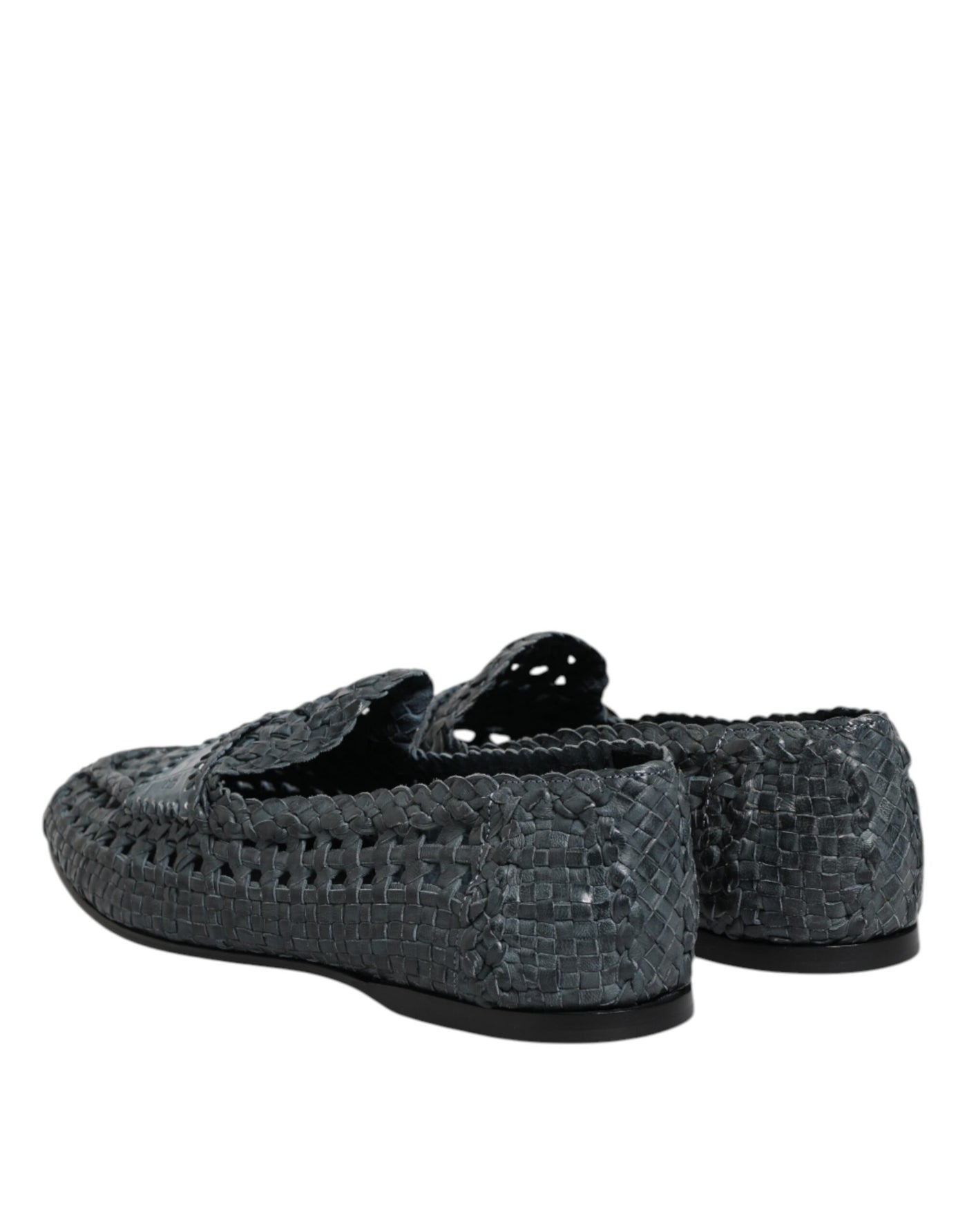 Dolce &amp; Gabbana Blauwe Geweven Raffia Slip-On Loafers Schoenen