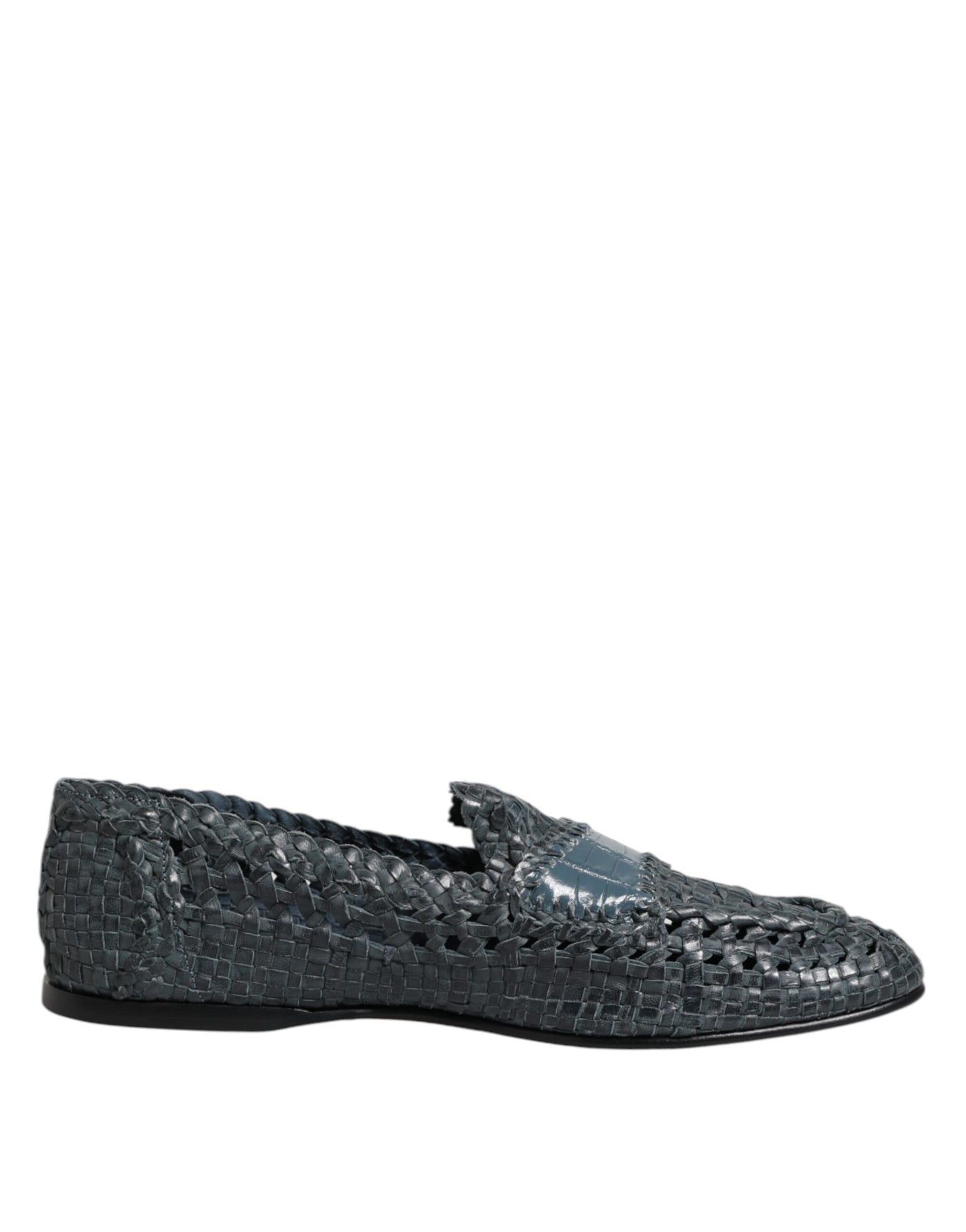 Dolce &amp; Gabbana Blauwe Geweven Raffia Slip-On Loafers Schoenen