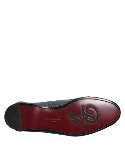 Dolce &amp; Gabbana Blauwe Geweven Raffia Slip-On Loafers Schoenen