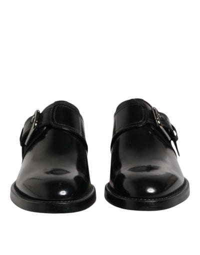 Dolce &amp; Gabbana Zwarte Leren Monk Strap Derby Formele Schoenen