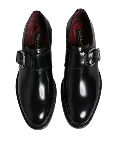 Dolce &amp; Gabbana Zwarte Leren Monk Strap Derby Formele Schoenen